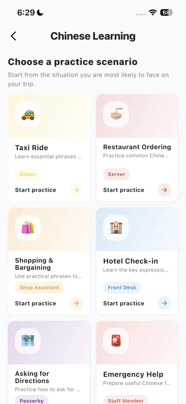 TravelPanda Chinese learning scenarios